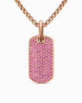 Chevron Tag in 18K Rose Gold with Pink Sapphires, 27mm